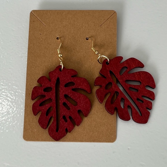 PALM EARRINGS | Wood | NWT - Picture 2 of 8